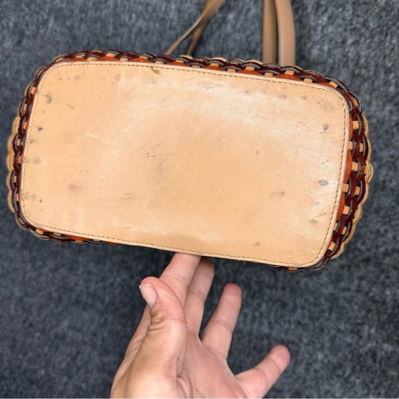 Fossil Woven Leather Y2K Mini Handbag Shoulder Bag‎ Basketweave Boho 75082 - Picture 6 of 9